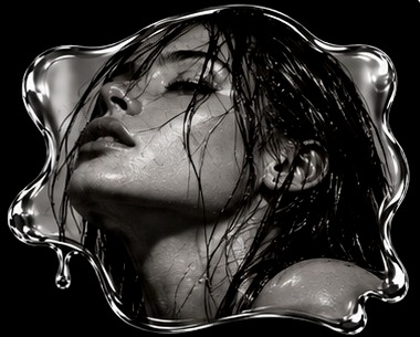 Woman with wet hair, head tilted back