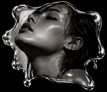 Woman with glossy wet hair